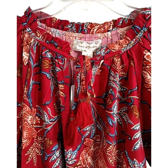 Band of the Free Dress Medium Connie Garnet Blush Boho Red Tiered Skirt Tassels - Picture 7 of 15